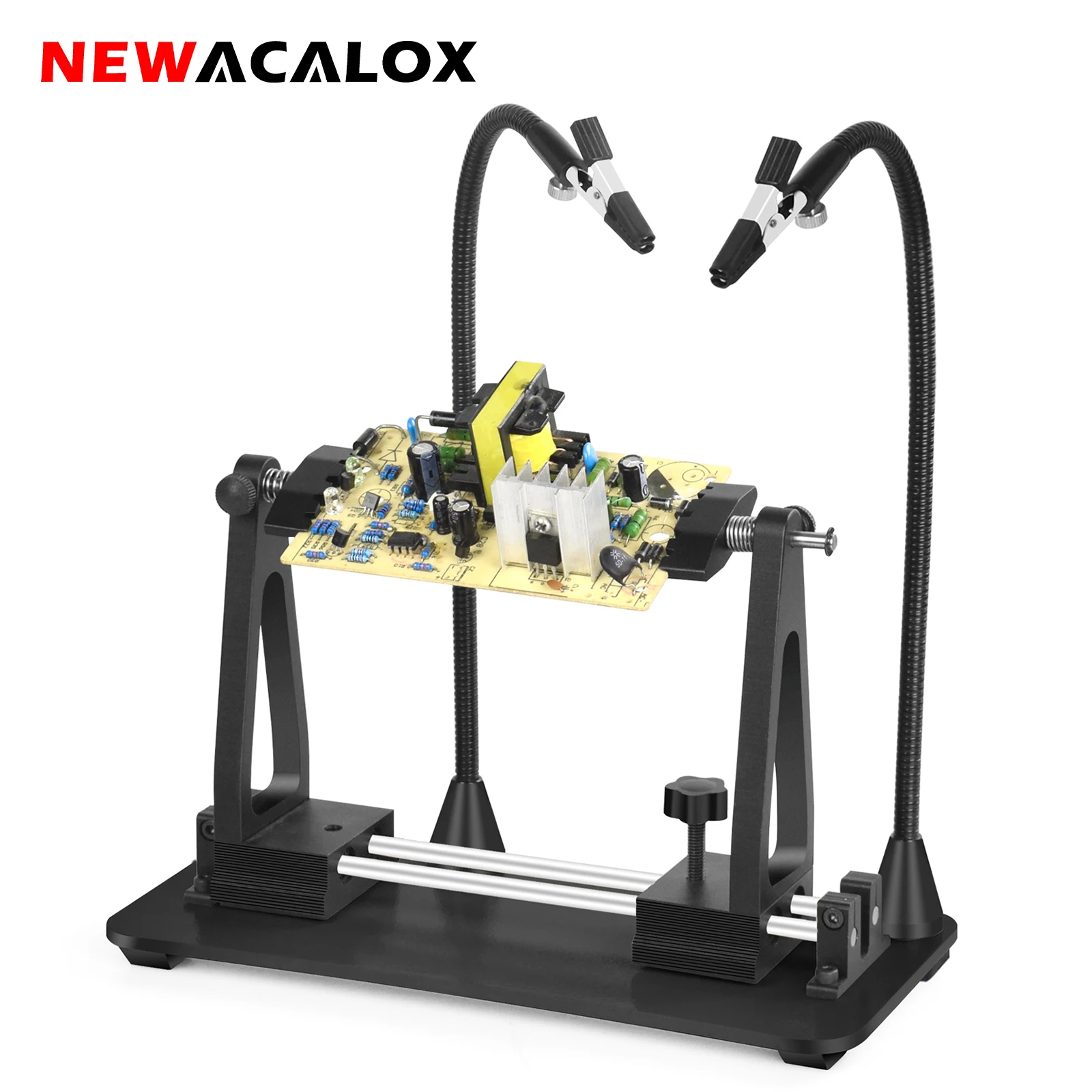 

NEWACALOX Professional Fixed Welding Station Used PCB Magnetic Flexible Arm Metal Chassis Repair Tool