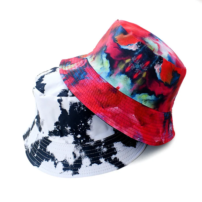 

2022 New Fashion Graffiti Print Reversible Bucket Hats Harajuku Hip Hop Caps Women Men Panama Hat Summer Sunscreen Fisherman Cap