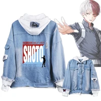 anime hero denim jacket graphic prited hoodie cosplay unisex anime coat cosplay jacket for men women