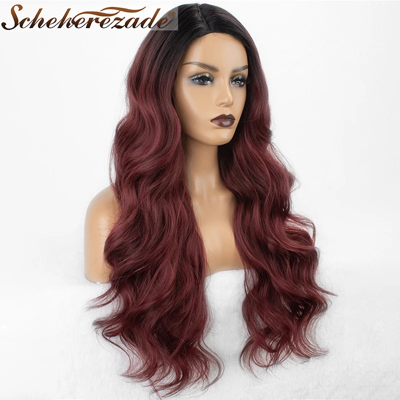 Scheherezade Ombre бордовый синтетический парик длинные волнистые косплей парики для