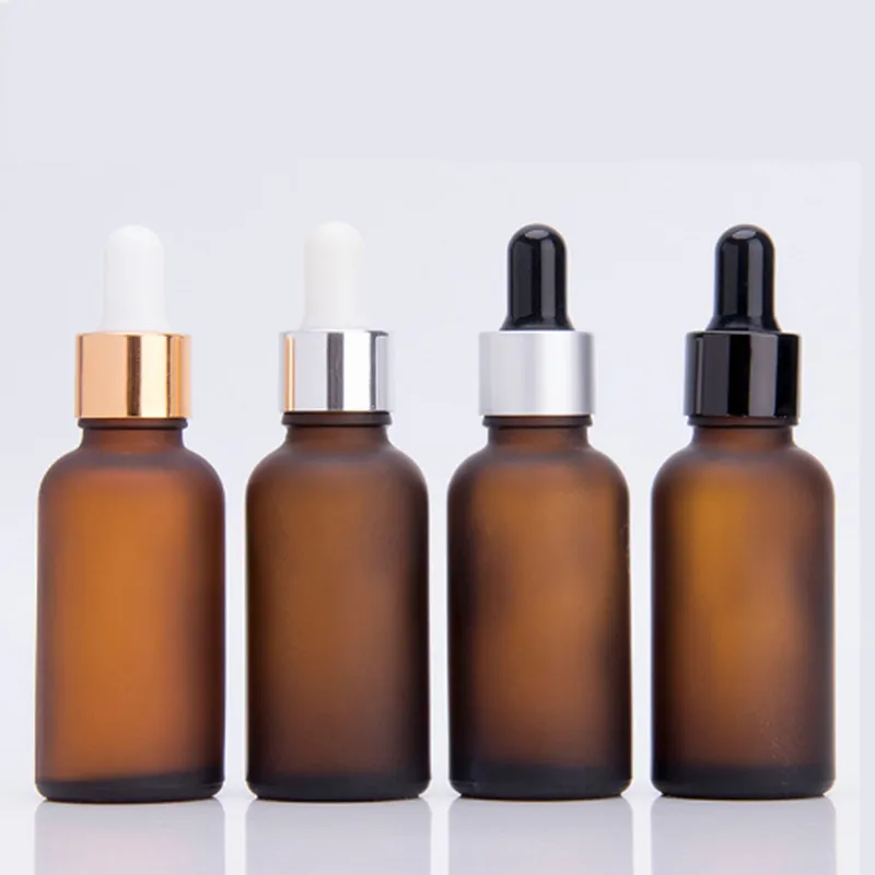 

6ps/Lot 30ml Empty Frosted Dropper Bottle Amber Perfume Glass Vial Nasal Oil Makeup Refillable Containers Package