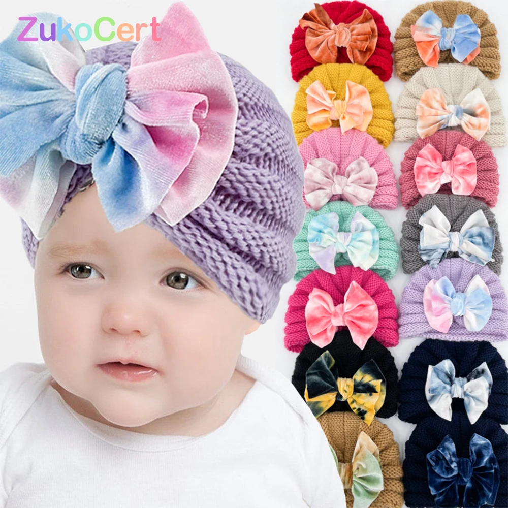 

Baby Hat Soft Toddler Turban Hat Knitted Cap Crochet Headwear Winter Infant Newborn Beanies Bonnet Headwrap Tie Dye Hat Boy Girl