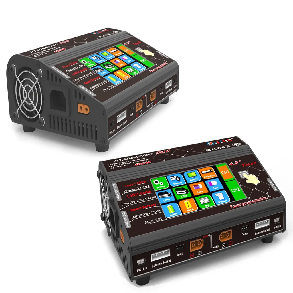 HIINST 22 NEW HTRC HT206 DUO 400w Dual 2 Port RC Modle Lipo Battery Balance Charger Discharger | Игрушки и хобби