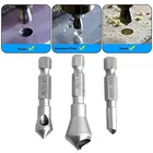 Набор сверл с шестигранной зенковкой, 3 шт., 6,35 мм, из быстрорежущей стали, 90 градусов, нож для снятия фаски дюйма, для отверстий по металлу, для удаления заусенцев, для ремонта электроинструментов