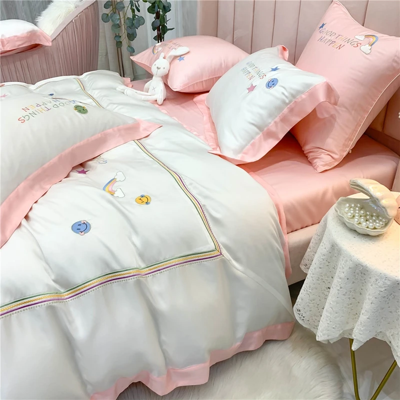 Роскошный Семейный комплект из 4/7 предметов 600TC простыня наволочка вышитые