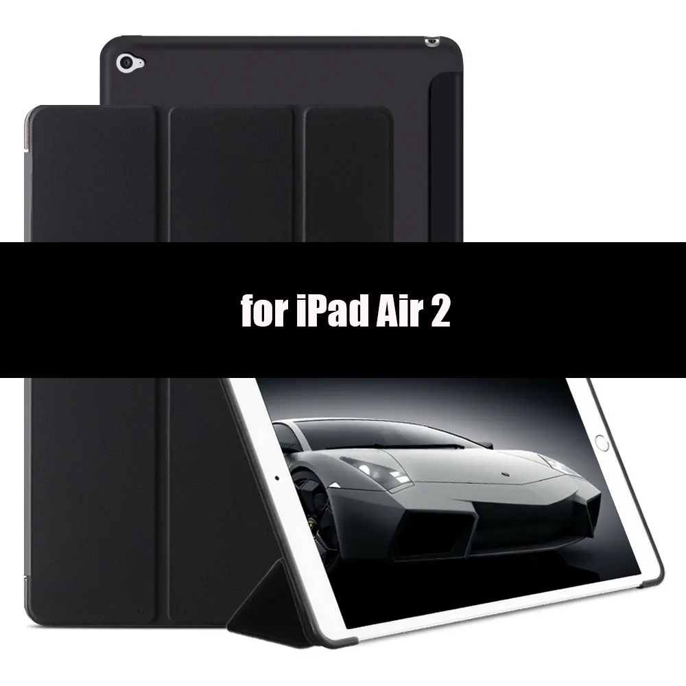 Black-2 Чехол для iPad Air 2 Air 1, мягкий ТПУ задний смарт-чехол флип-чехол с подставкой PU кожаный чехол для iPad Air противоударный и пылезащитный - Цвет: Black-2