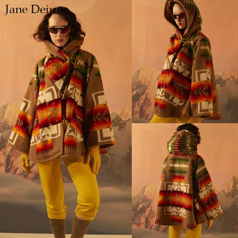 Женское шерстяное пальто Jane Deiune осенне зимнее с длинным рукавом свободная