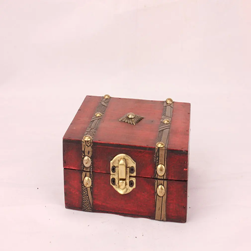 1pcs Chic Wooden Pirate Jewellery Storage Box Case Holder Vintage Treasure Chest for organizer wooden jewe Drop shipping | Дом и сад