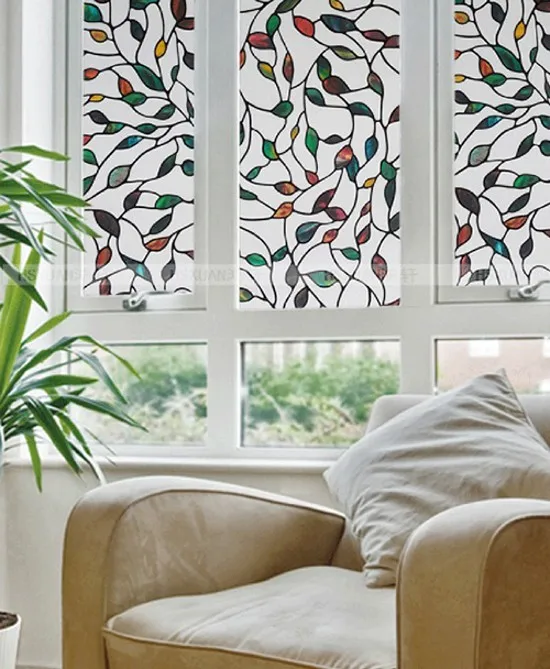 60 см * 150 статическая витражная плёнка на стекла окна листья винограда магнолия