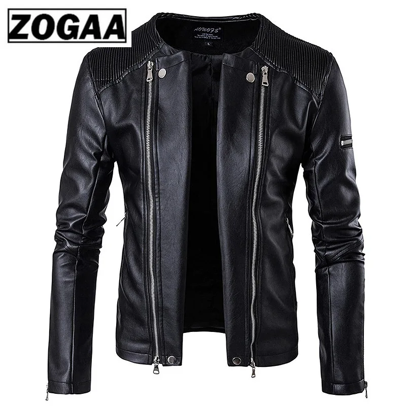 

Zogaa 2020 Men's PU Leather Jacket Men Fitness Fashion Male Moto & Biker Leather Jacket