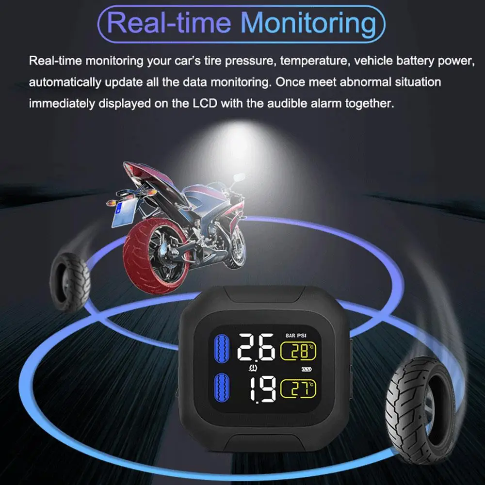2020 сигнализация давления в шинах контроль USB интерфейс мотоцикл TPMS 2 шт. датчик