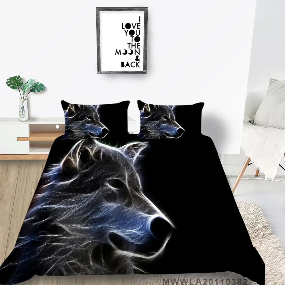 

3D King Size Bedding Set Home Textile Wolf Animal Duvet Cover Set Classic Bedding Set Hot Sale 2/3 PCS