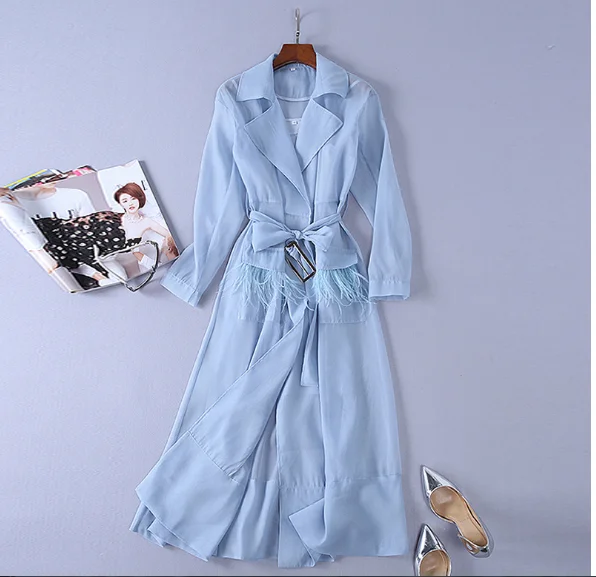 

2021 Lace Lace up Windbreaker Dress Women Long Sleeve Feather Pockets Sexy Party Dresses Female Elegant Clothes S-XL