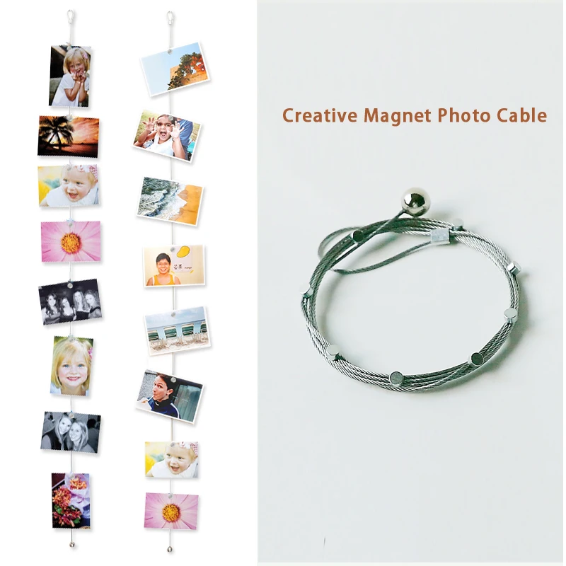 1.5Meter Magnetic Cable Photo String Frame Buckle Wedding Wall Art Hanging Banner Photo Rope Picture Holder Home DIY Decorations