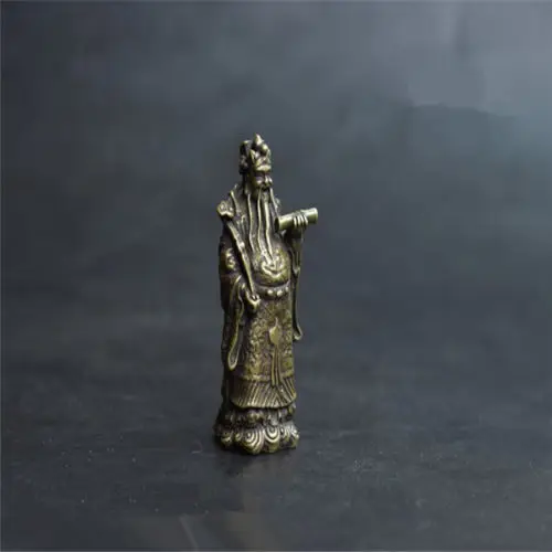 Китайская неправящая Чистая латунь Бог богатства приглашая деньги маленькая