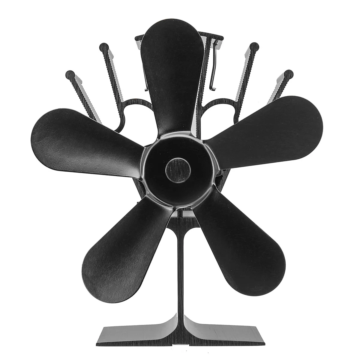

5 Blade Heat Powered Stove Fan Black Fireplace Log Wood Burner Eco Heater Tool Quiet Fan Home Efficient Heat Distribution