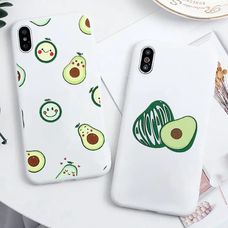 

cute cartoon Avocado creativy Phone Case Candy Color for iPhone 11 12 mini pro XS MAX 8 7 6 6S Plus X 5S SE 2020 XR cover funda