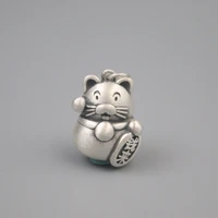pure 925 sterling silver bless lucky cat money comes pendant for men women unique gift 2014mm