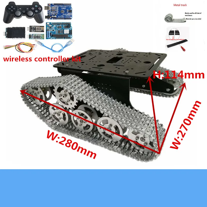 Полностью металлический умный гусеничный робот танк MT300 с Wi Fi/Bluetooth/ручным