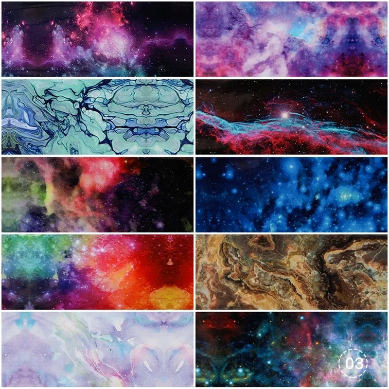 10pcs Colorful Butterfly Starry Sky Nail Stickers Holographic Wraps Slider Pure-Pattern Nailart DIY Transfer Foil Manicure Decor