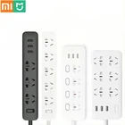 Оригинальный удлинитель питания Xiaomi Mijia 3, 2 А, USB-порты для быстрой зарядки + 3 розетки, 6 розеток от Xiaom MI Home, черный с адаптером