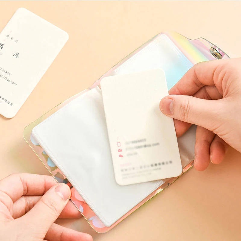 

Cute Transparent Credit Card Holder Women PVC Laser Flower Strawberry Travel Business ID Card Case Coin Money Bag Purse Pouch