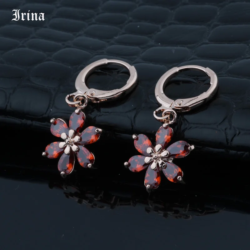 Женские серьги подвески с фианитом розовое золото 585 пробы|Ювелирные наборы| |