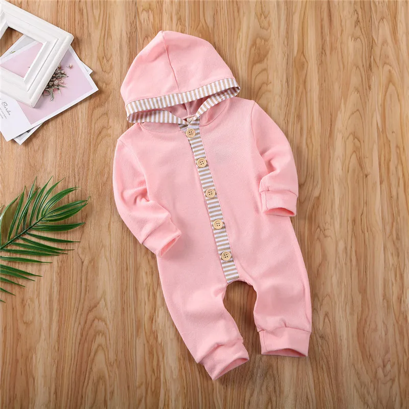 

PUDCOCO Infant Baby Boy Girls Cotton Clothes Hooded Romper Long Jumpsuit Outfit Set 0-18M