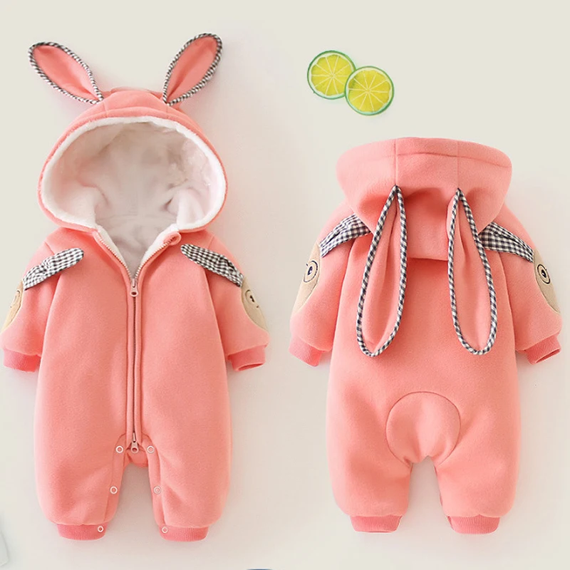 Зимние комбинезоны IYEAL для маленьких девочек и мальчиков милый кролик с
