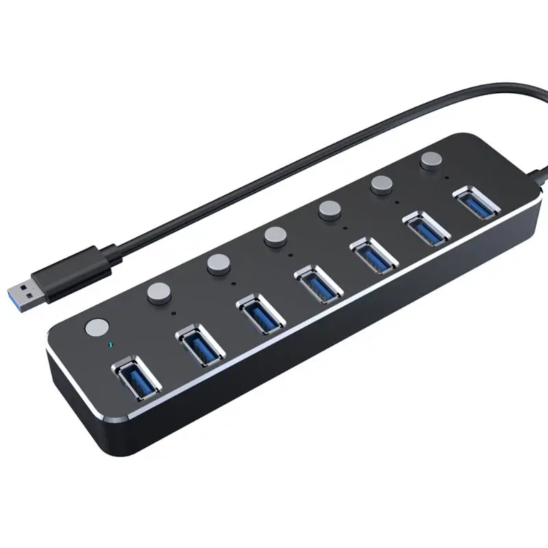 Алюминий USB 3 0 концентратор 7 Порты и разъёмы расширитель разветвитель с