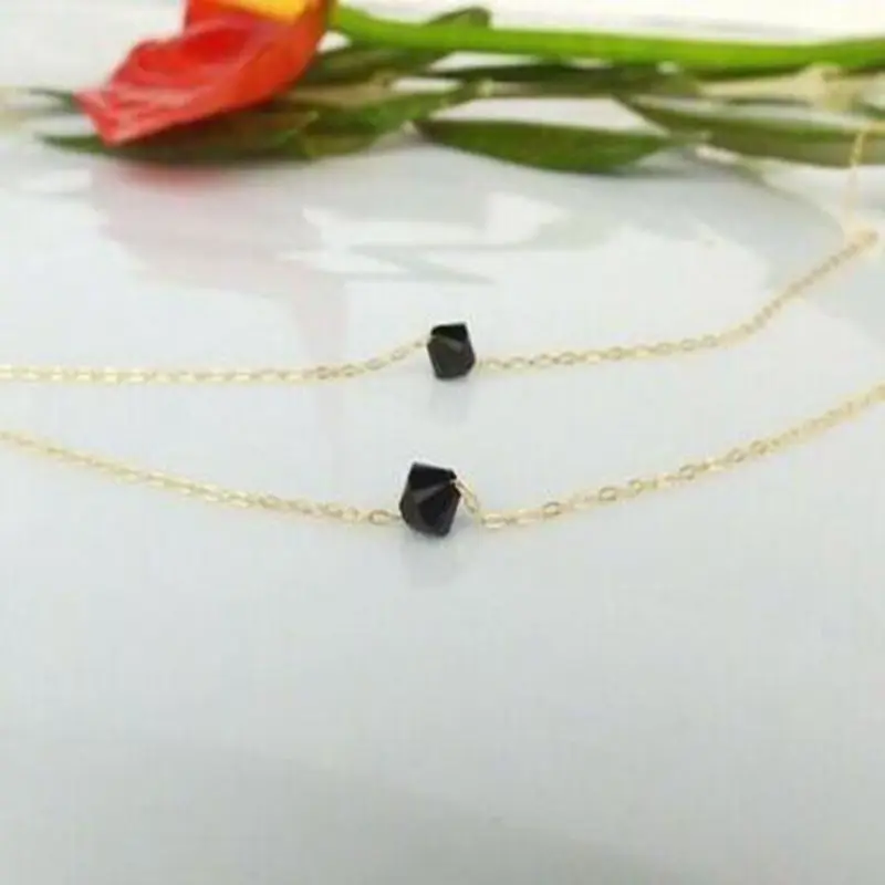 Многослойные бусинка из черного кристалла ожерелья и кулоны для женщин в