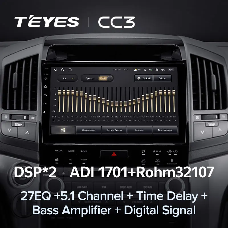 TEYES CC3 Штатная магнитола For Тойота Ленд Крузер Toyota Land Cruiser 11 200 2007 - 2015 до 8-ЯДЕР 6 + 128ГБ