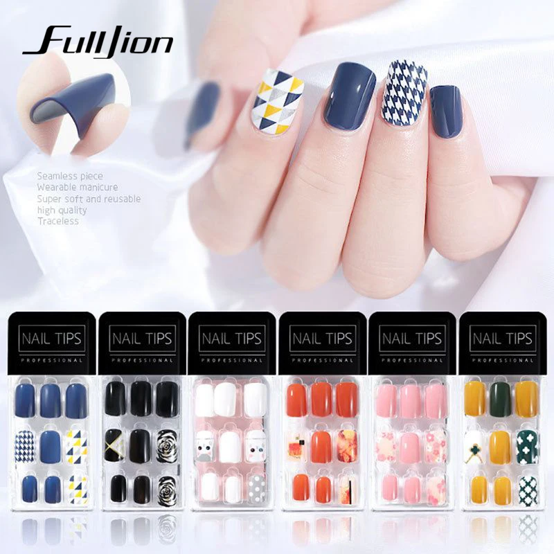Накладные ногти Fulljion 30 шт./компл. с полным покрытием акриловые Многоразовые