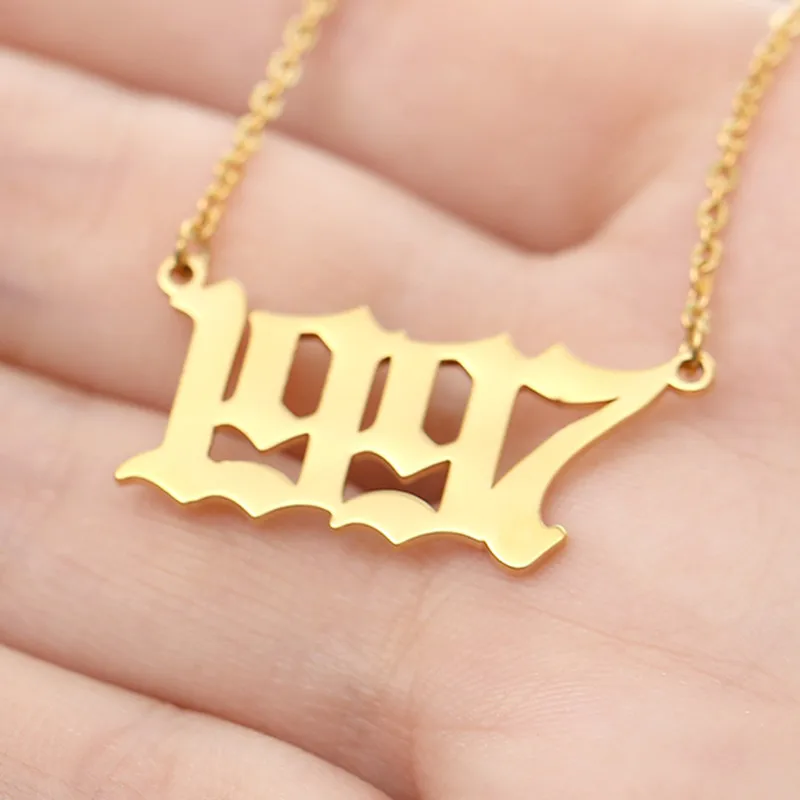 Нержавеющая сталь год рождения колье для женщин и мужчин розовое золото Цвет