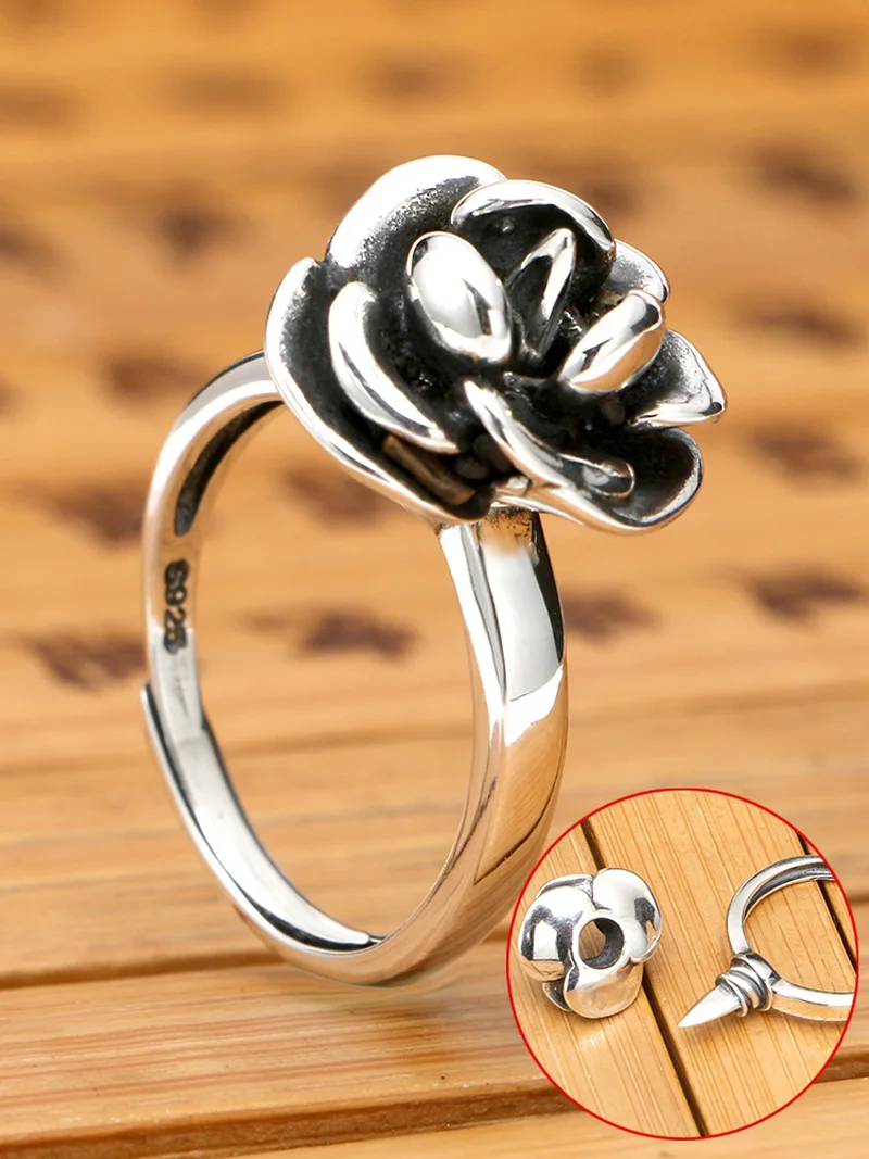 Outdoor Personal Self defense Rose Ring for women with Spike Anti-wolf Protect yourself Metal Barbed Broken Window | Украшения и