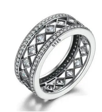 6 925 Sterling Silver Headband Ring Two Hearts and Valentine's Day Love Jewelry Ring - Main Stone Color: 6
