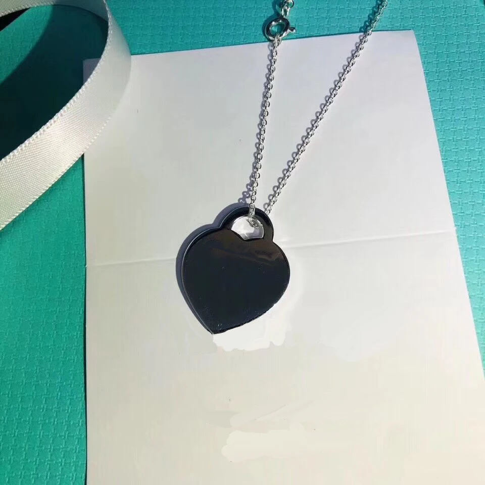 

Hot sale 100% S925 Sterling silver enamel heart necklace for women classic fashion Rose gold Love Jewelry Valentine's Day gift