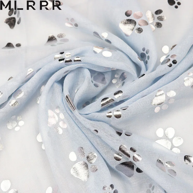 MLRRR 2021 Европейский и Американский популярный милый стиль хлопок серебряная печать лапы собаки пляж солнцезащитный подарок.