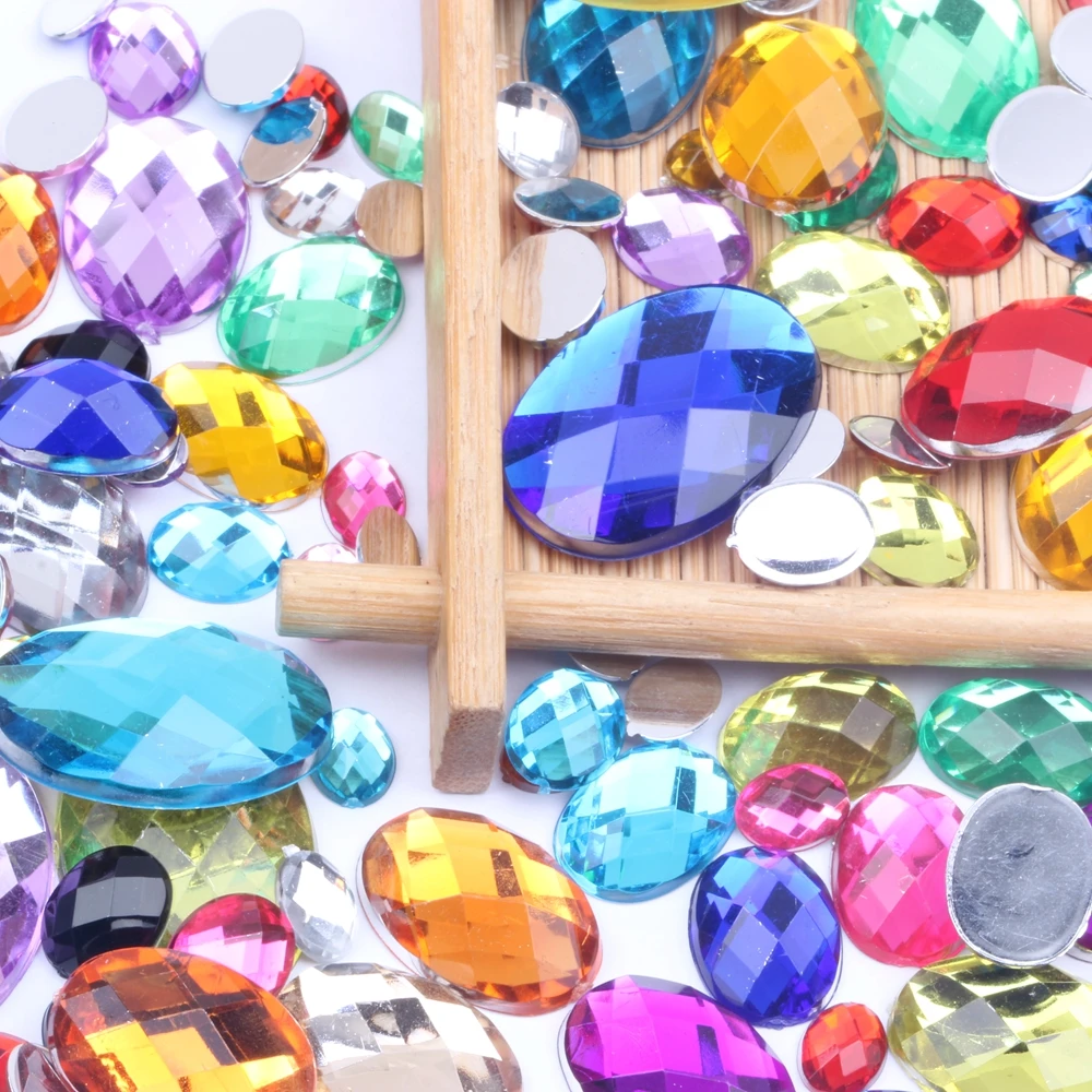 

Овальные граненые Акриловые стразы с плоской задней частью много размеров и много цветов для дизайна ногтей Клей На бусинах Сделай Сам Изго...