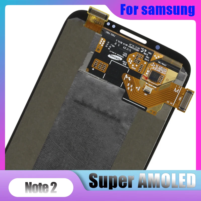 Оригинальный ЖК-дисплей Super AMOLED для SAMSUNG Galaxy Note 2 N7100 Note2 с рамкой и кнопкой