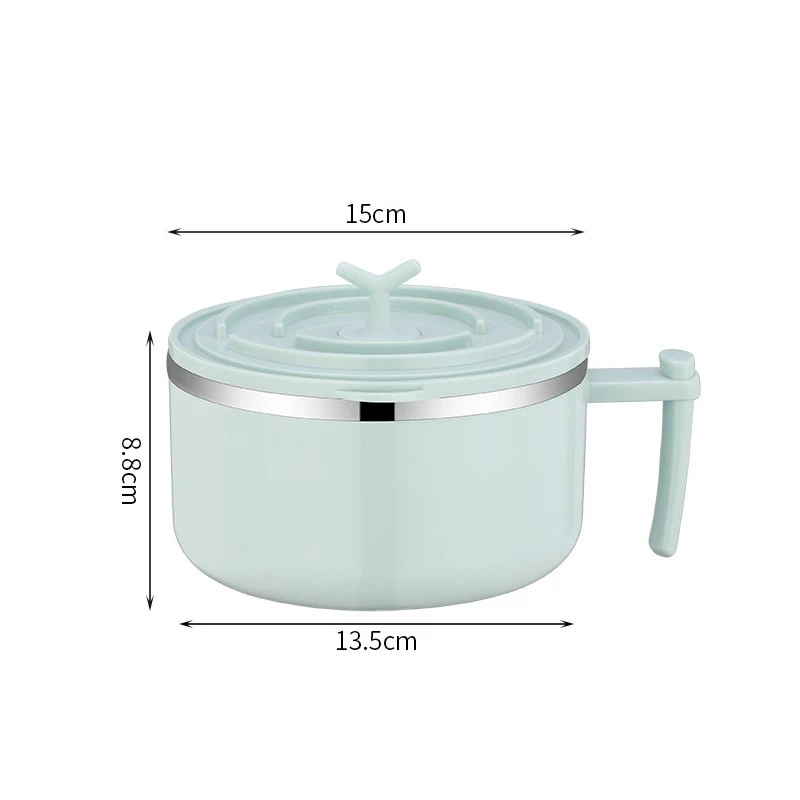 

1PC Sealed Lunch Box Stainless Steel Instant Noodle Bowl Anti-scalding Thicked Handle Cup Keep Fresh With Cover Home Kitchen