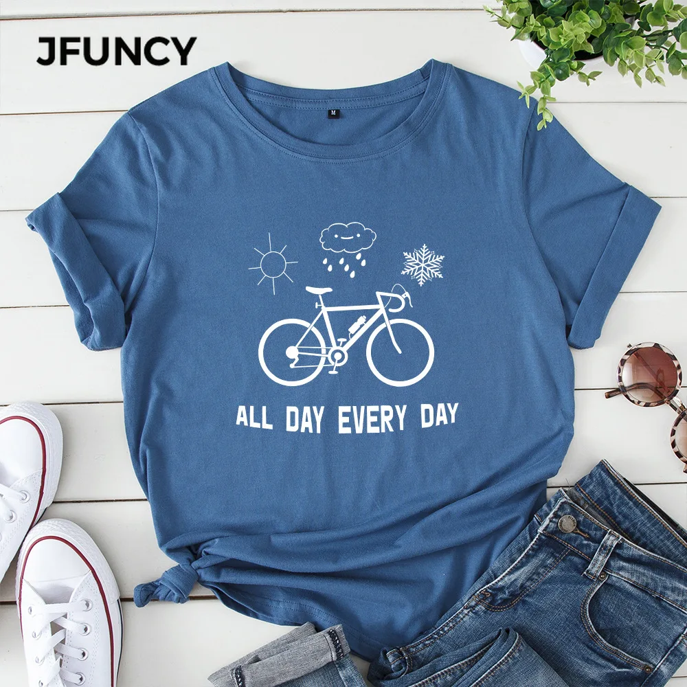 JFUNCY  5XL Women Cotton T Shirt Graphic Print Loose Tees Short Sleeve Woman Casual T-shirt Summer Female Tops