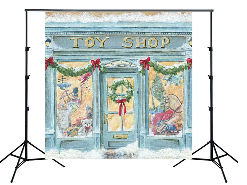 Рождественский игрушечный магазин фон белый снег день рождения Декор стены фото