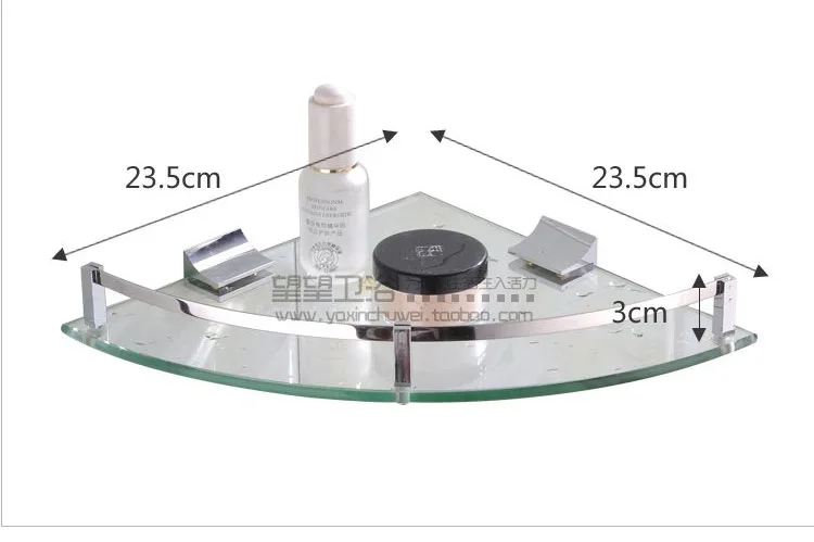 23.5 x 3cm Хромированная стеклянная угловая полка для ванной комнаты 16/19,5/23,5 см - Цвет: 23.5 x 3cm
