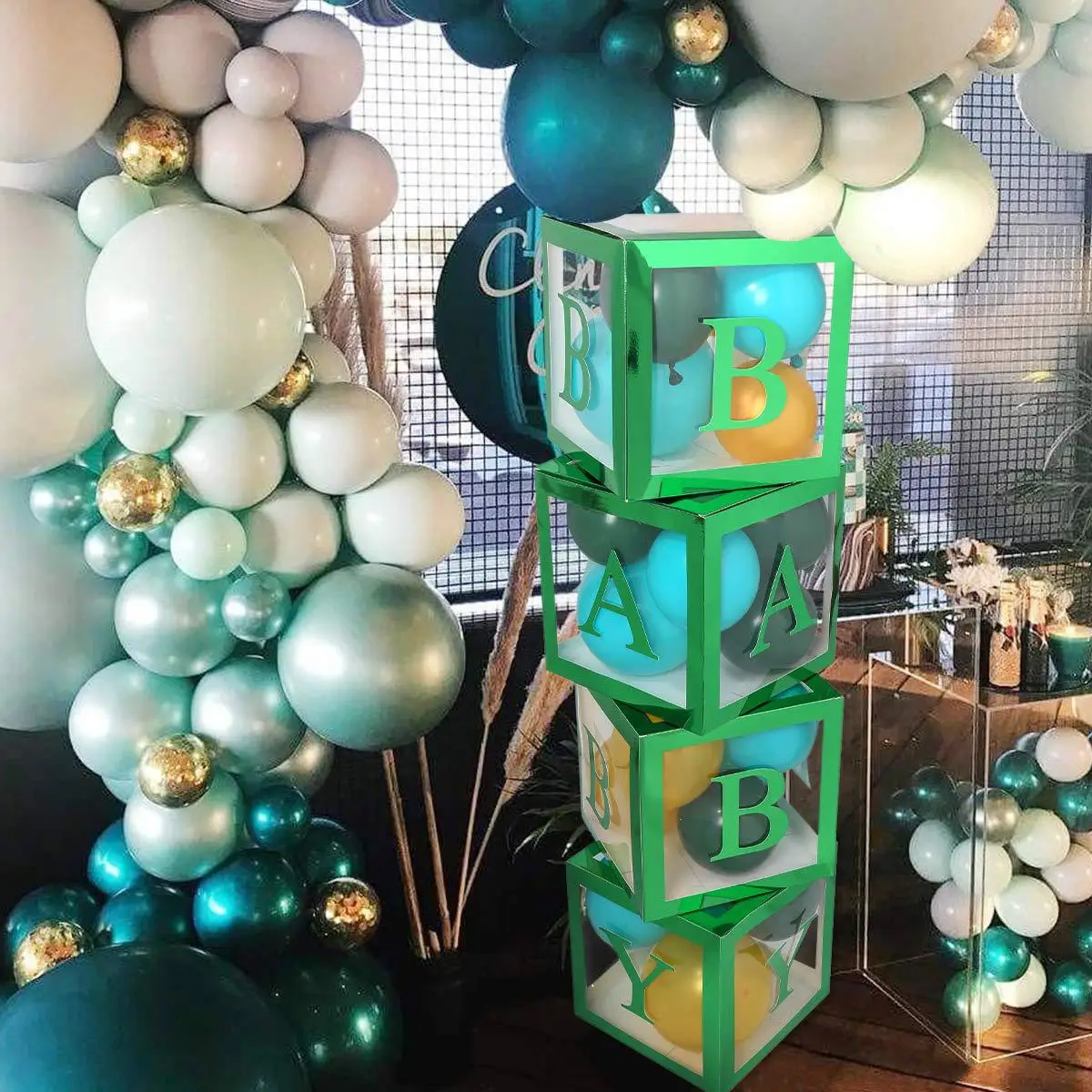 

Подарочная коробка с надписью на день рождения, прозрачная коробка с воздушными шарами, креативная коробка с надписью «признание любви», ко...