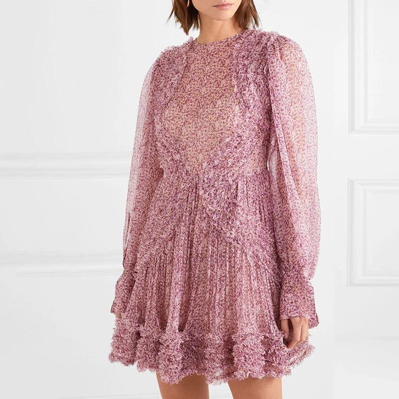 Женское платье с принтом TWOTWINSTYLE Летнее мини-платье круглым вырезом