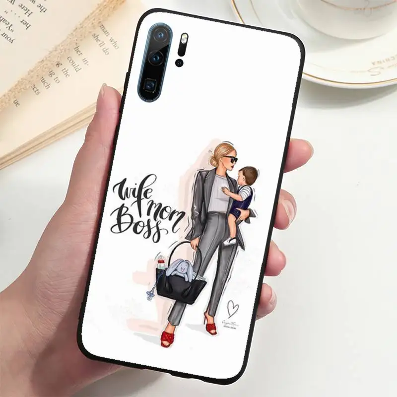 

Baby Mom Girls love pink cartoon Phone Case For Huawei P20 P30 P40 lite Pro P Smart 2019 Mate 10 20 Lite Pro Nova 5t