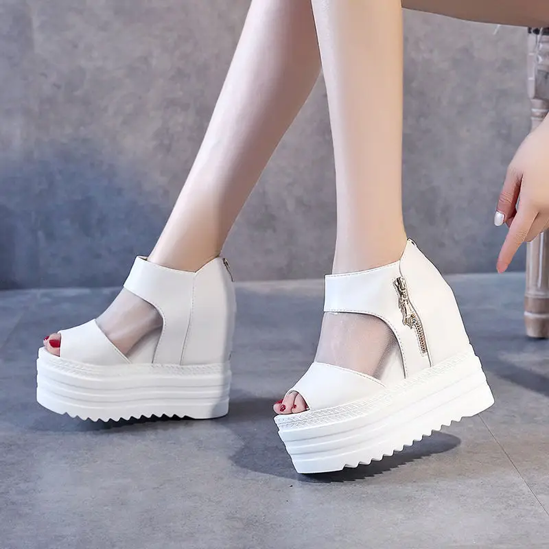 

New Women Sandals Wedges Heel Ladies Peep Toe Summer Outdoor Beach Sandal Fashion Female Zipper Platform Sandals