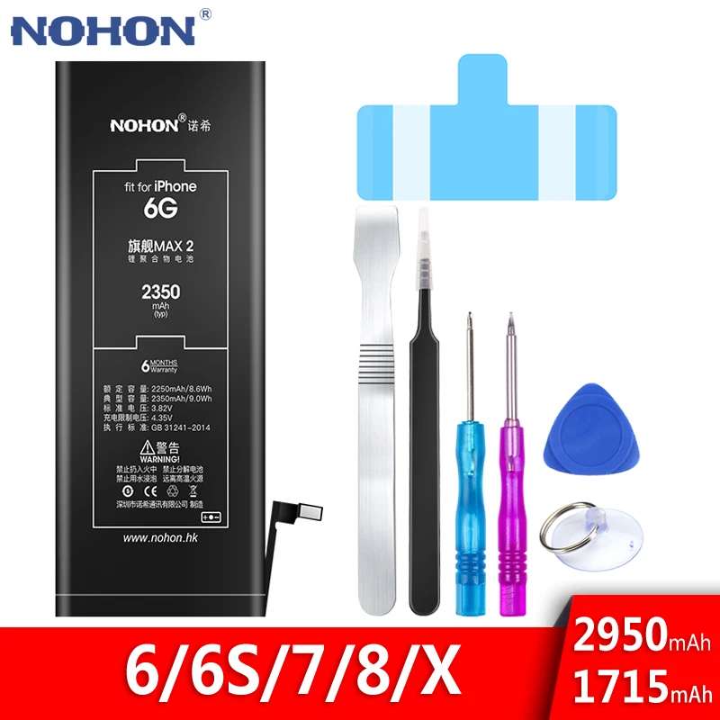 NOHON батарея для iPhone 6 S 6S 7 8 X сменная iPhone6 iPhone7 iPhone8 iPhone6S 6G аккумулятор высокая