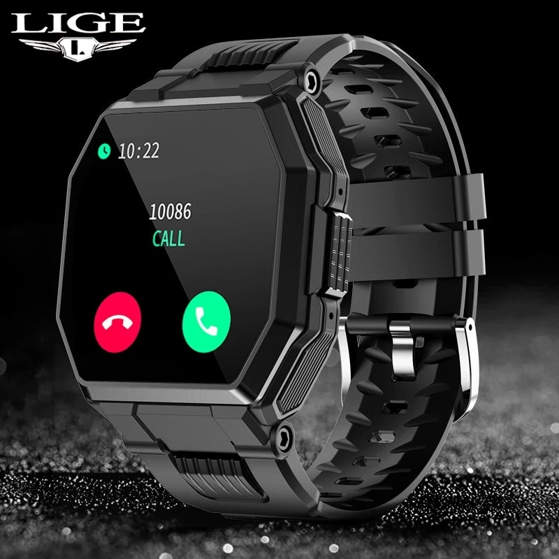

Смарт-часы LIGE мужские сенсорные с поддержкой Bluetooth и тонометром